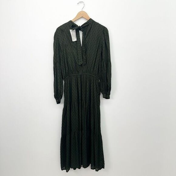 Garnet Hill Women’s Nori Pine Green Ballad Swiss-Dot Maxi Dress - Picture 3 of 13